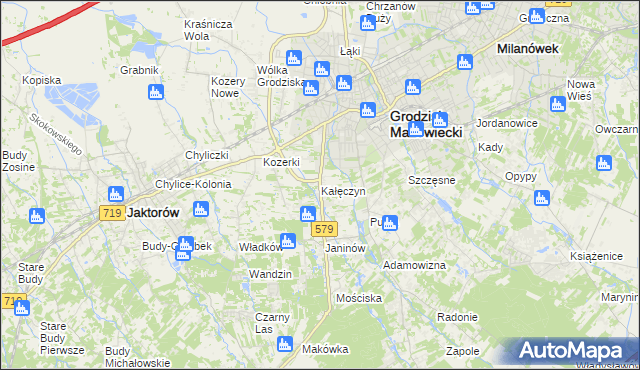 mapa Kałęczyn gmina Grodzisk Mazowiecki, Kałęczyn gmina Grodzisk Mazowiecki na mapie Targeo