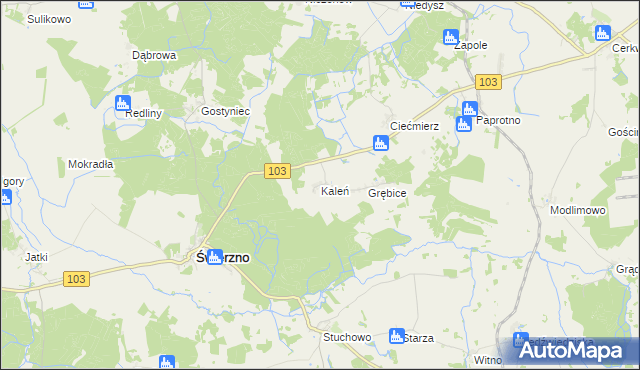 mapa Kaleń gmina Świerzno, Kaleń gmina Świerzno na mapie Targeo