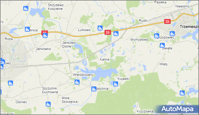 mapa Kalina gmina Gniezno, Kalina gmina Gniezno na mapie Targeo