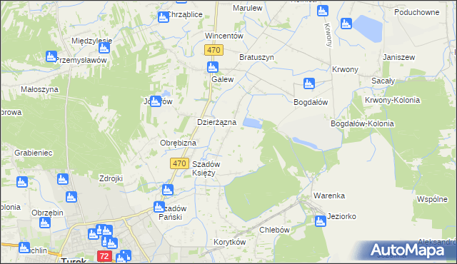 mapa Kalinowa gmina Turek, Kalinowa gmina Turek na mapie Targeo