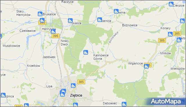 mapa Kalinowice Górne, Kalinowice Górne na mapie Targeo