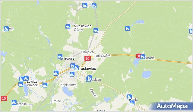 mapa Kalinówka gmina Mirosławiec, Kalinówka gmina Mirosławiec na mapie Targeo