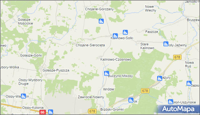 mapa Kalinowo-Czosnowo, Kalinowo-Czosnowo na mapie Targeo