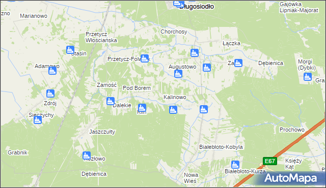 mapa Kalinowo gmina Długosiodło, Kalinowo gmina Długosiodło na mapie Targeo