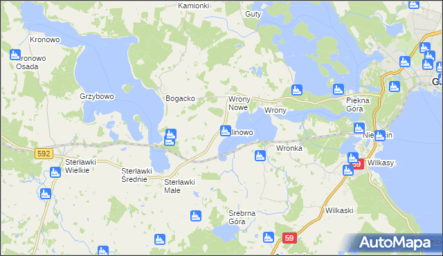 mapa Kalinowo gmina Giżycko, Kalinowo gmina Giżycko na mapie Targeo