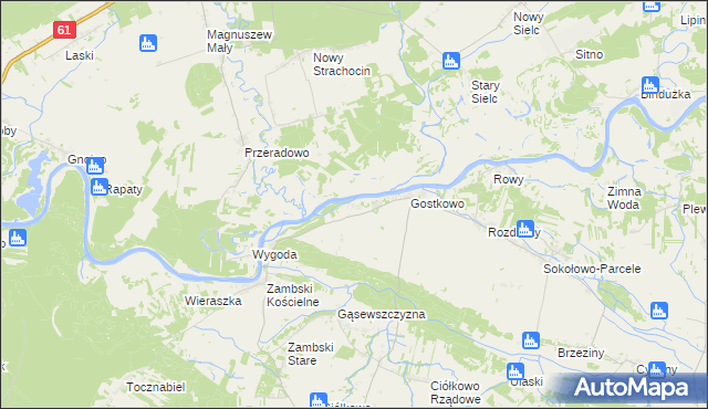 mapa Kalinowo gmina Obryte, Kalinowo gmina Obryte na mapie Targeo