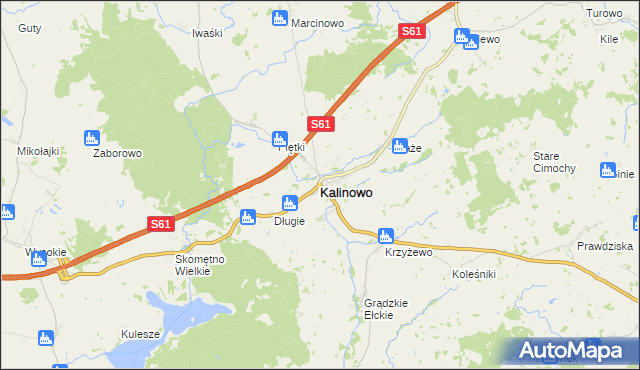 mapa Kalinowo powiat ełcki, Kalinowo powiat ełcki na mapie Targeo