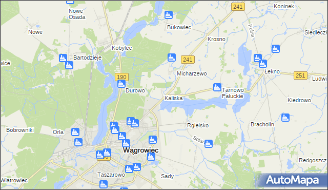 mapa Kaliska gmina Wągrowiec, Kaliska gmina Wągrowiec na mapie Targeo