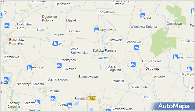 mapa Kaliska gmina Wilczyn, Kaliska gmina Wilczyn na mapie Targeo