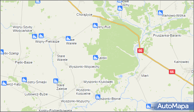 mapa Kaliski gmina Klukowo, Kaliski gmina Klukowo na mapie Targeo