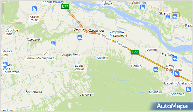 mapa Kaliszki gmina Czosnów, Kaliszki gmina Czosnów na mapie Targeo