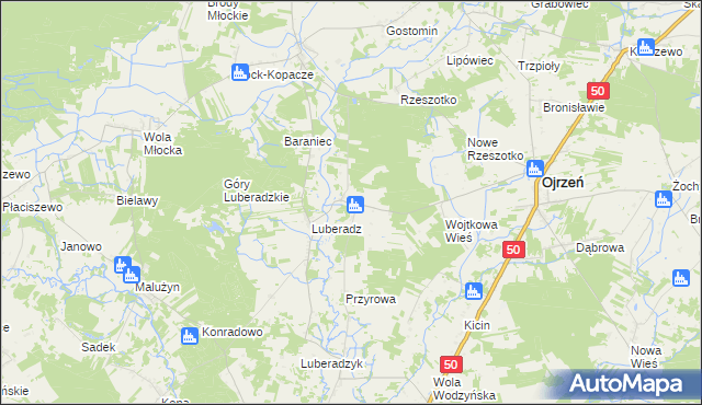 mapa Kałki gmina Ojrzeń, Kałki gmina Ojrzeń na mapie Targeo