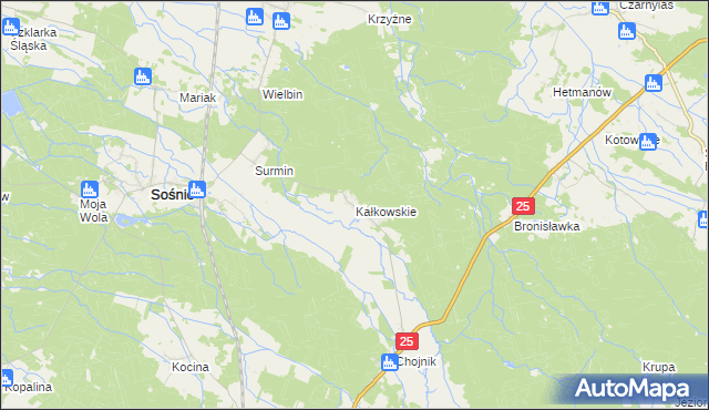 mapa Kałkowskie, Kałkowskie na mapie Targeo