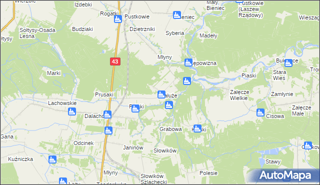 mapa Kałuże, Kałuże na mapie Targeo