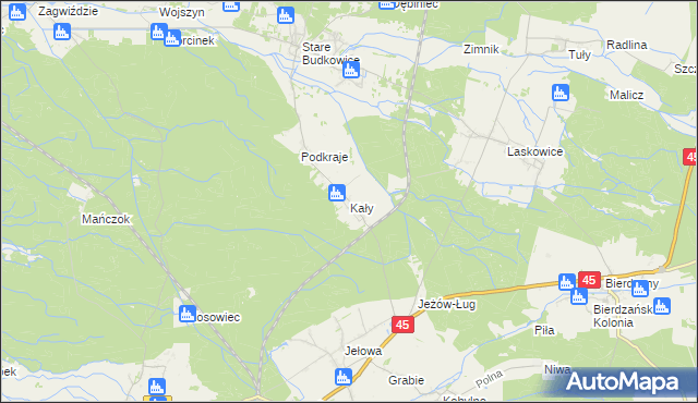 mapa Kały gmina Murów, Kały gmina Murów na mapie Targeo