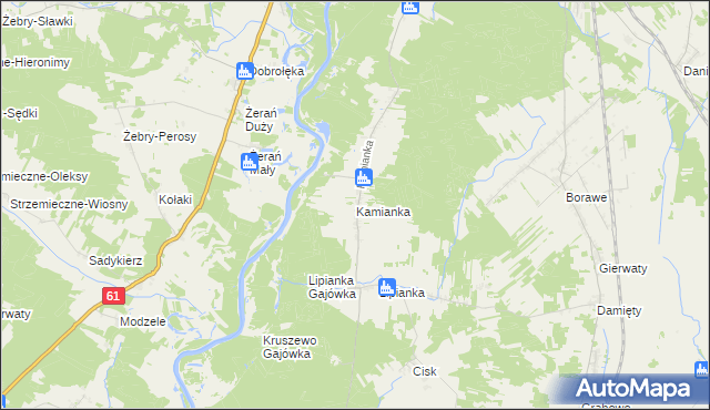 mapa Kamianka gmina Rzekuń, Kamianka gmina Rzekuń na mapie Targeo