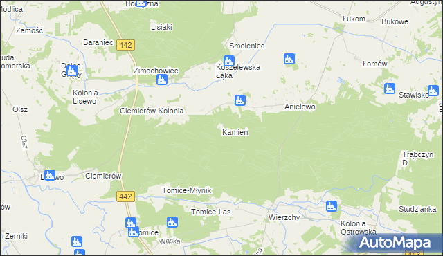mapa Kamień gmina Pyzdry, Kamień gmina Pyzdry na mapie Targeo