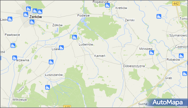 mapa Kamień gmina Żerków, Kamień gmina Żerków na mapie Targeo