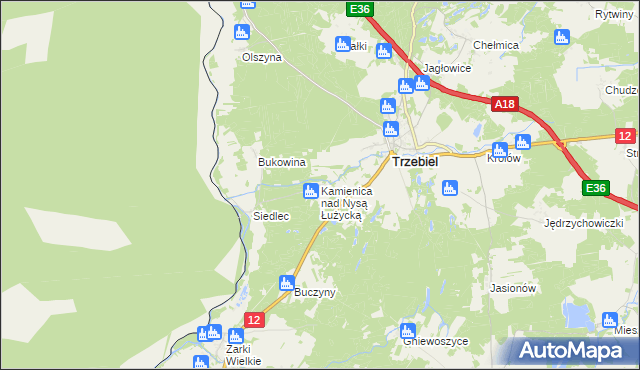 mapa Kamienica nad Nysą Łużycką, Kamienica nad Nysą Łużycką na mapie Targeo