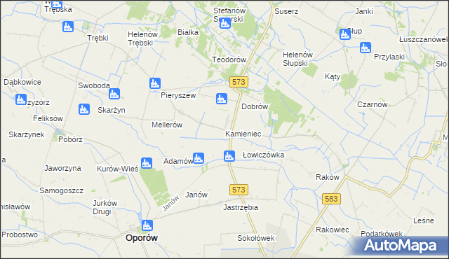 mapa Kamieniec gmina Szczawin Kościelny, Kamieniec gmina Szczawin Kościelny na mapie Targeo