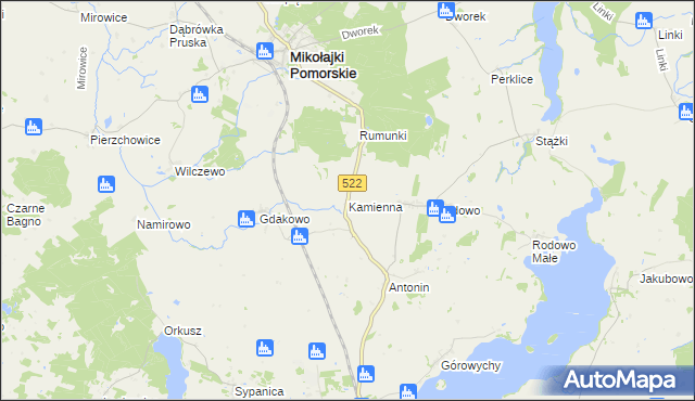 mapa Kamienna gmina Prabuty, Kamienna gmina Prabuty na mapie Targeo