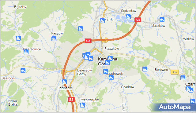 mapa Kamienna Góra, Kamienna Góra na mapie Targeo