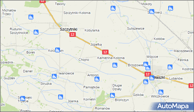 mapa Kamienna-Kolonia, Kamienna-Kolonia na mapie Targeo