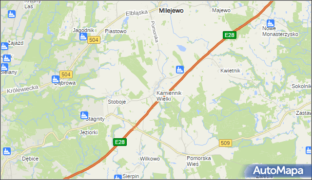 mapa Kamiennik Wielki, Kamiennik Wielki na mapie Targeo