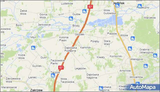 mapa Kamińsk gmina Jedlińsk, Kamińsk gmina Jedlińsk na mapie Targeo