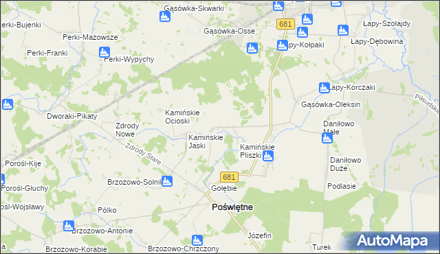 mapa Kamińskie Wiktory, Kamińskie Wiktory na mapie Targeo