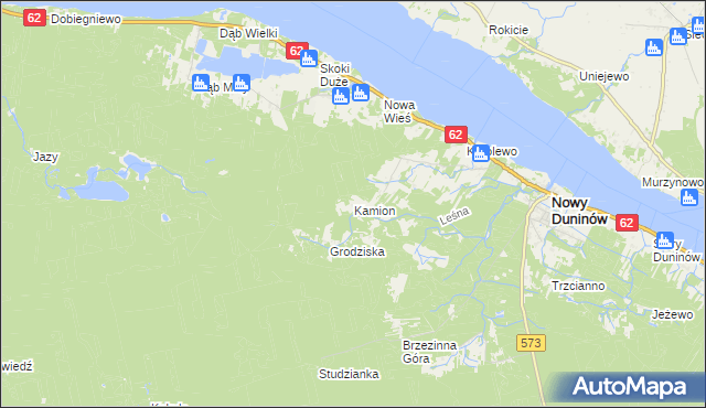 mapa Kamion gmina Nowy Duninów, Kamion gmina Nowy Duninów na mapie Targeo