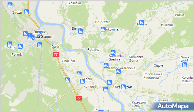 mapa Kamionka Dolna, Kamionka Dolna na mapie Targeo