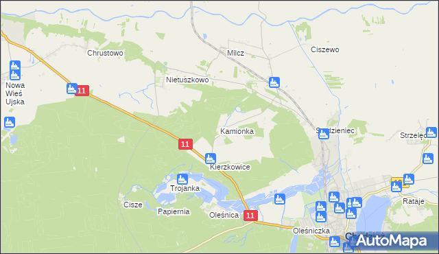 mapa Kamionka gmina Chodzież, Kamionka gmina Chodzież na mapie Targeo