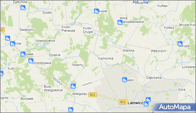 mapa Kamionka gmina Latowicz, Kamionka gmina Latowicz na mapie Targeo