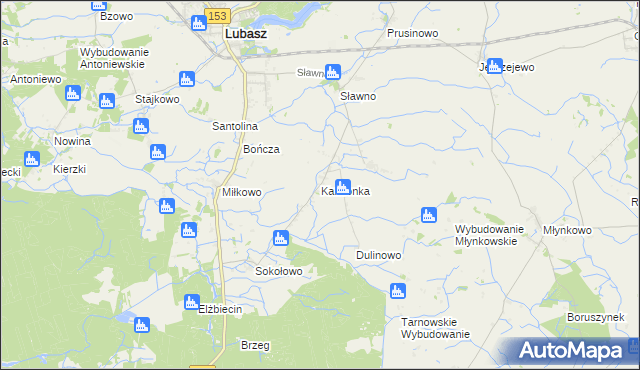 mapa Kamionka gmina Lubasz, Kamionka gmina Lubasz na mapie Targeo