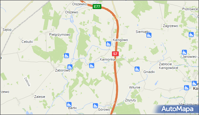 mapa Kamionka gmina Nidzica, Kamionka gmina Nidzica na mapie Targeo