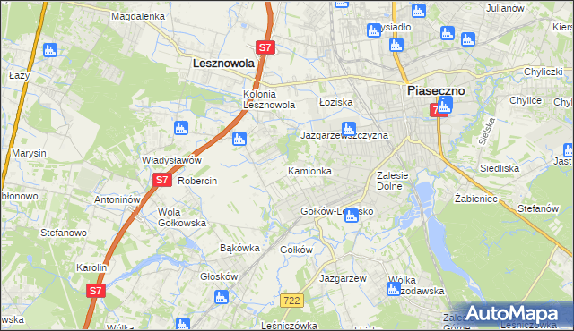 mapa Kamionka gmina Piaseczno, Kamionka gmina Piaseczno na mapie Targeo