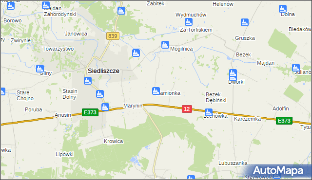 mapa Kamionka gmina Siedliszcze, Kamionka gmina Siedliszcze na mapie Targeo
