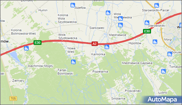 mapa Kamionka gmina Wiskitki, Kamionka gmina Wiskitki na mapie Targeo