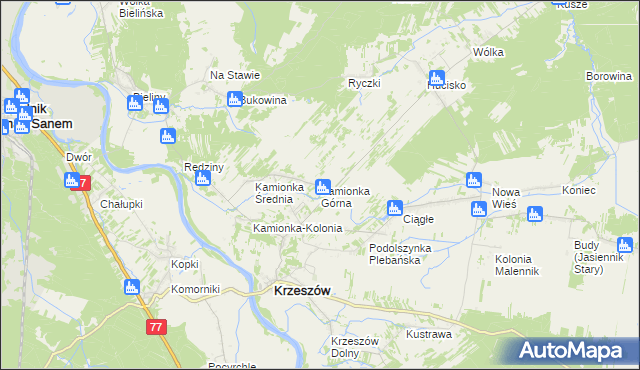 mapa Kamionka Górna, Kamionka Górna na mapie Targeo