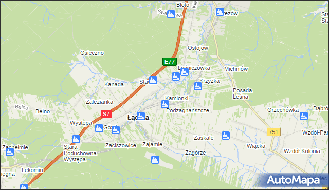 mapa Kamionki gmina Łączna, Kamionki gmina Łączna na mapie Targeo