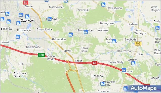 mapa Kania Góra, Kania Góra na mapie Targeo