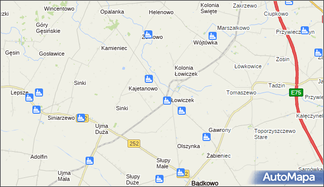mapa Kaniewo gmina Bądkowo, Kaniewo gmina Bądkowo na mapie Targeo