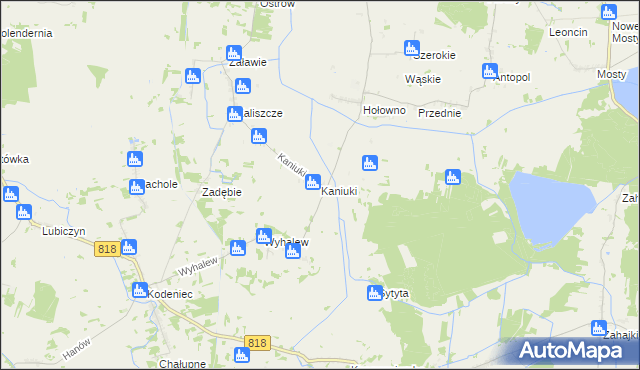 mapa Kaniuki gmina Podedwórze, Kaniuki gmina Podedwórze na mapie Targeo