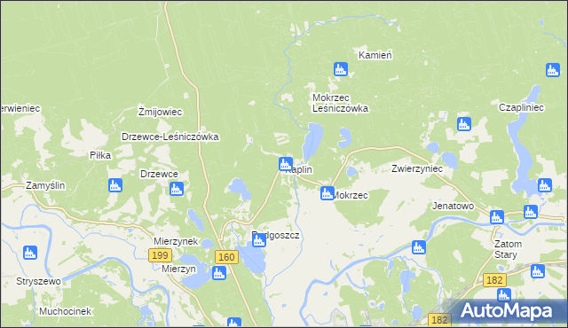 mapa Kaplin gmina Międzychód, Kaplin gmina Międzychód na mapie Targeo