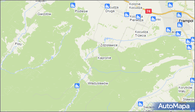 mapa Kapronie, Kapronie na mapie Targeo