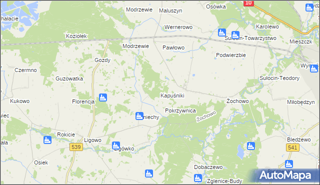 mapa Kapuśniki, Kapuśniki na mapie Targeo