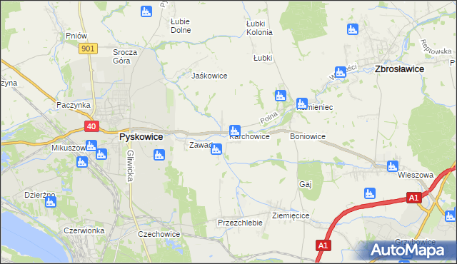 mapa Karchowice, Karchowice na mapie Targeo