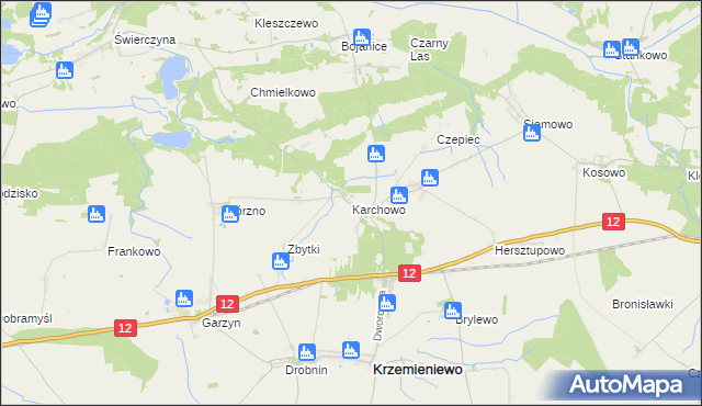 mapa Karchowo, Karchowo na mapie Targeo