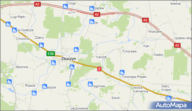 mapa Karcze gmina Zbuczyn, Karcze gmina Zbuczyn na mapie Targeo